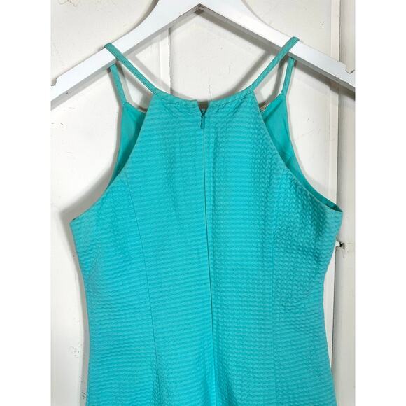 Lilly Pulitzer Pearl Shift Dress Size 00 Seaside Aqua &‎ Gold Metallic Preppy - Picture 9 of 12